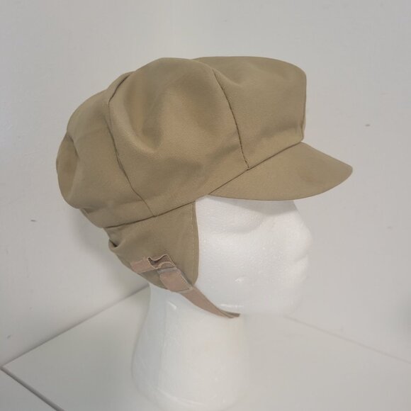 Vintage 1940's Driving Cap in Khaki with chin strap - Picture 1 of 10